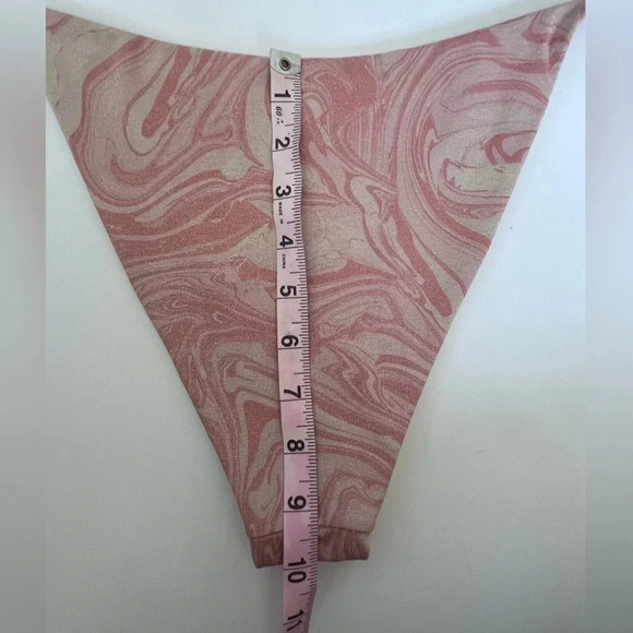 L*Space Pink Marbled String Bikini Bottom Swimsuit Women Size XL - Picture 3 of 6